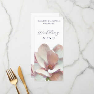 Elegant Magnolia Pink and White Wedding Menu