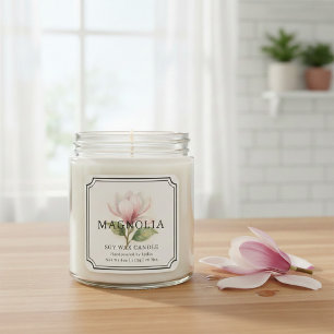 Elegant Magnolia Soy Wax Candle Business Label