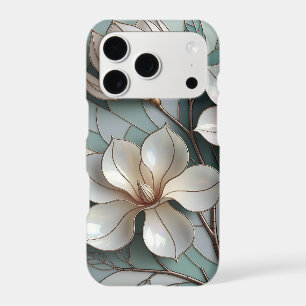 Elegant Magnolia Stained Glass Floral Mosaic Art