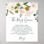 Elegant Magnolia The Ring Game Sign<br><div class="desc">This minimalist the ring game sign is perfect for a simple wedding shower. The soft floral design features watercolor blush pink peonies,  stunning white magnolia flowers and cotton with gold and green leaves in a luxurious arrangement.</div>