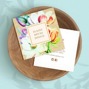 Elegant Magnolia Watercolor Floral Business Card