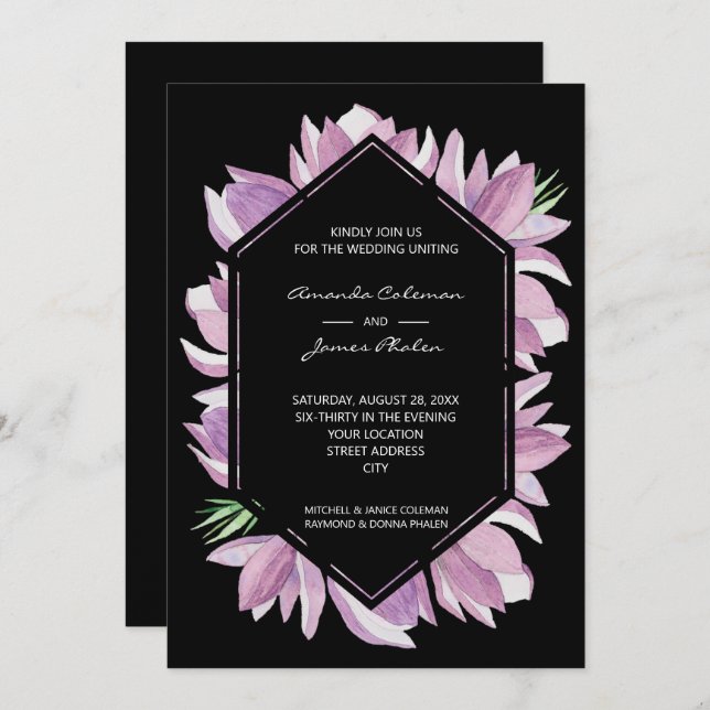 Elegant Magnolia Watercolor Wedding Invitation (Front/Back)