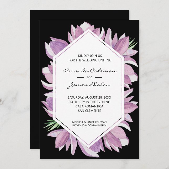 Elegant Magnolia Watercolor Wedding Invites (Front/Back)