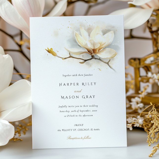 Elegant Magnolia Wedding Invitation (Creator Uploaded)