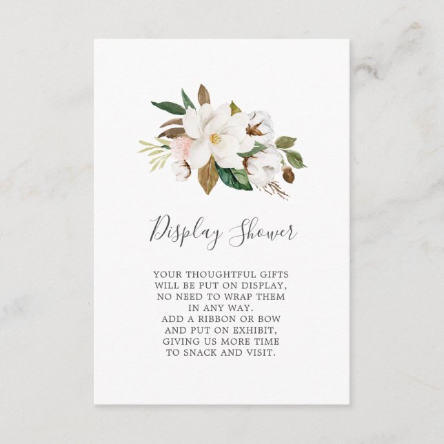 Elegant Magnolia | White and Blush Display Shower Enclosure Card (Front)