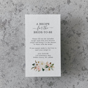 Elegant Magnolia White and Blush Recipe Request Enclosure Card