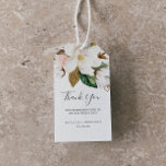 Elegant Magnolia | White and Blush Thank You Favou Gift Tags<br><div class="desc">These elegant magnolia white and blush thank you favour gift tags are perfect for a modern classy wedding. The soft floral design features watercolor blush pink peonies, stunning white magnolia flowers and cotton with gold and green leaves in a luxurious arrangement. Personalise the labels with your names and the date....</div>