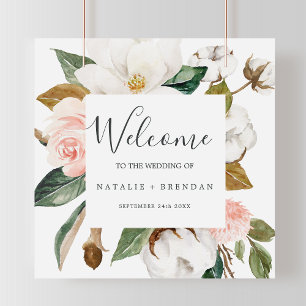 Elegant Magnolia   White and Blush Welcome Wedding Poster