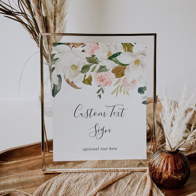 Elegant Magnolia | White & Blush Custom Text Sign (Creator Uploaded)