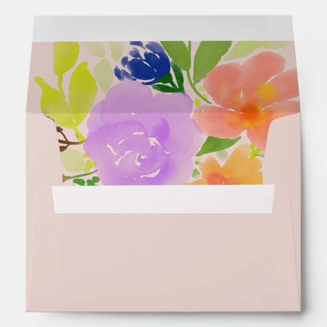 Elegant Magnolia White & Blush  Wedding Envelope (Back (Bottom))