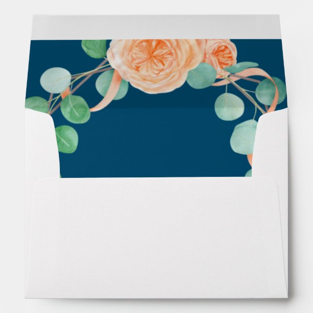 Elegant Magnolia White & Blush  Wedding Envelope (Back (Bottom))