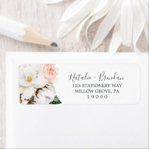 Elegant Magnolia White Return Address Label