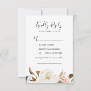 Elegant Magnolia White Song Request RSVP Card