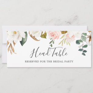 Elegant Magnolia   White Wedding Head Table Sign Invitation