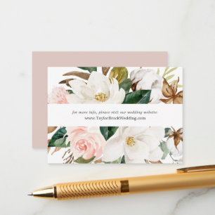 Elegant Magnolia White Wedding Website Enclosure Card