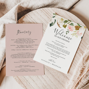 Elegant Magnolia White Welcome Letter & Itinerary