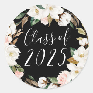 Elegant Magnolias Class of 2022 Graduation Classic Round Sticker