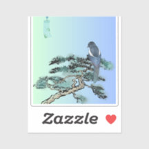 Elegant Magpie Bird Bonsai Aesthetic Sticker