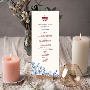 Elegant Magpie Chinese Wedding Table Menu Card