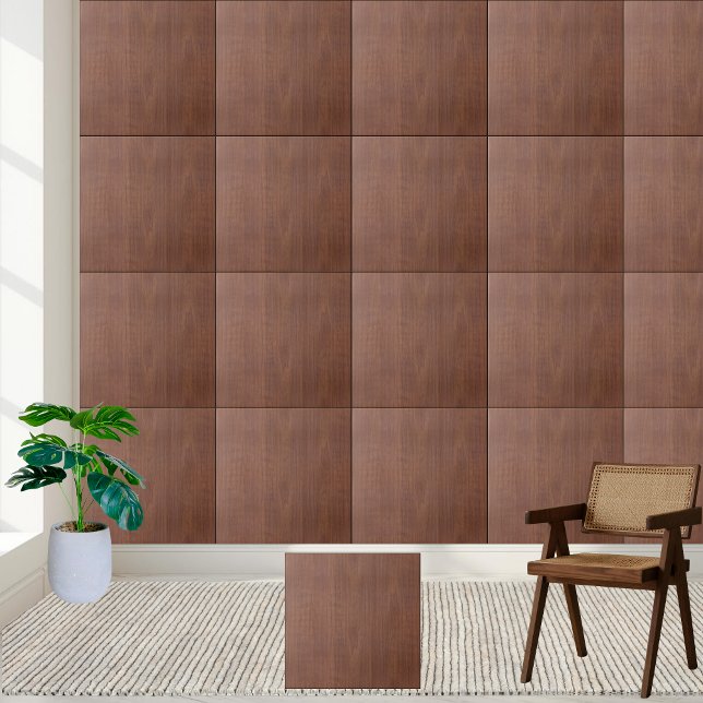 Elegant Mahogany Wood Grain - Brown Wooden  Tile (Elegant Mahogany Wood Grain - Brown Wooden Ceramic Tile)