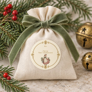 Elegant Maid A-Milking Christmas Gift Label