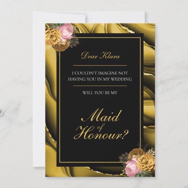 Elegant Maid of Honour Wedding Proposal Invitation (Front)