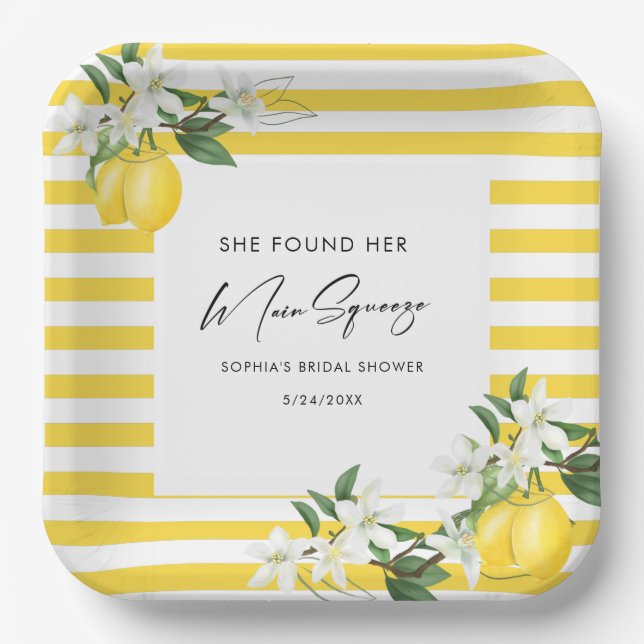 Elegant Main Squeeze Bridal Shower  Paper Plate (Front)