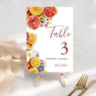 Elegant Main Squeeze Citrus  Wedding  Table Number