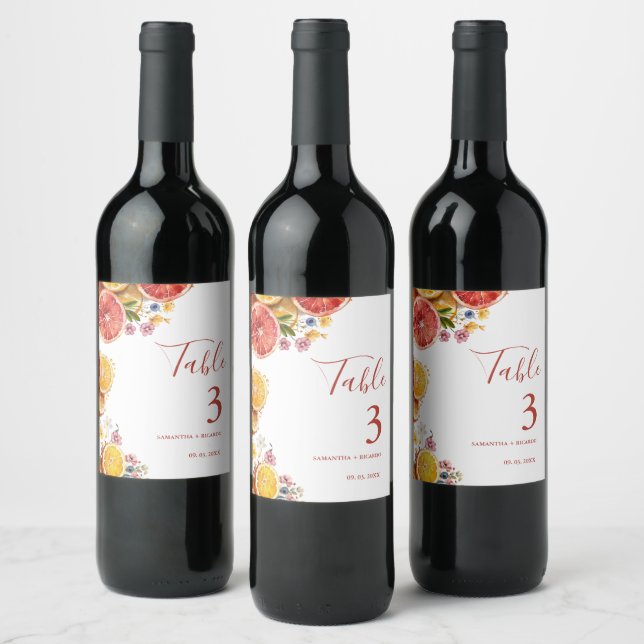 Elegant Main Squeeze Citrus  Wedding  Table Wine Label (Bottles)