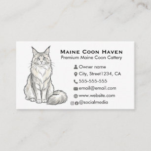 Elegant Maine Coon Cattery Custom Business Card