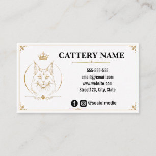 Elegant Maine Coon Cattery Custom Business Card
