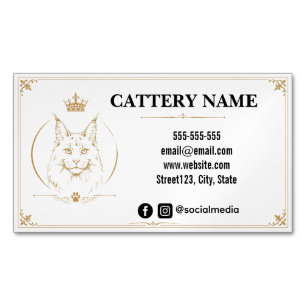 Elegant Maine Coon Cattery Custom Magnetic Business Card