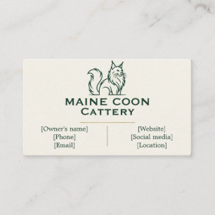 Elegant Maine Coon Cattery Customisable Business Card