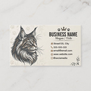 Elegant Maine Coon Cattery Personalised Business Card