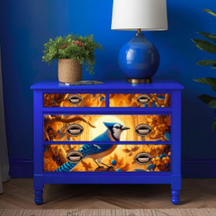 Elegant Majestic Blue Jay in Autumn Glow Decoupage Tissue Paper