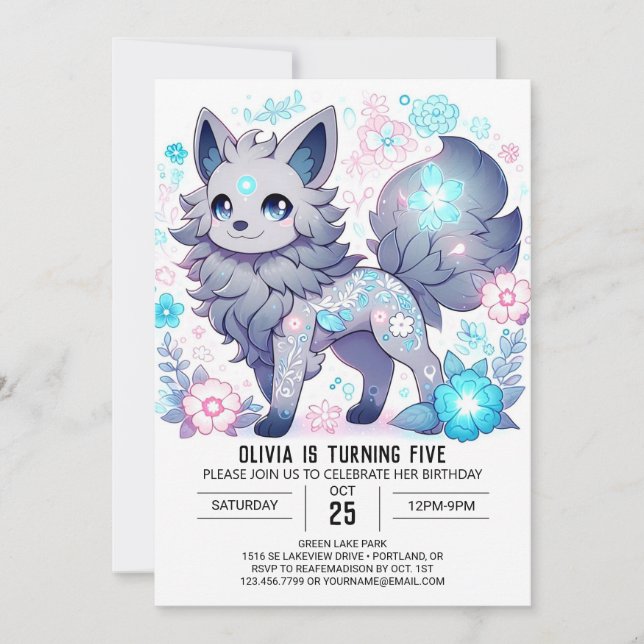 Elegant Majestic Wolf Digital Birthday Invitation (Front)