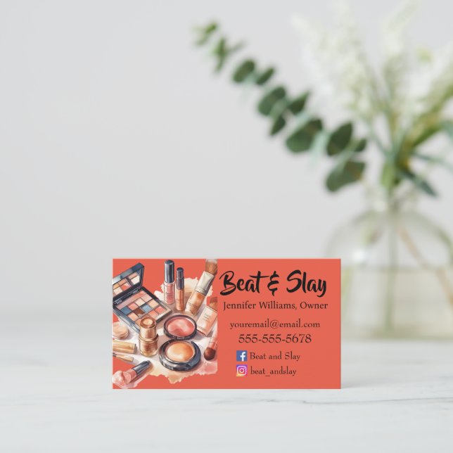 Elegant Make-Up Artist Business Card (Standing Front)