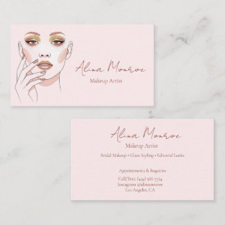 Elegant Makeup Artist Blush Pink Modern Feminine Business Card