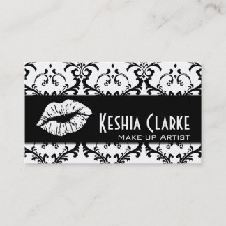 Elegant Makeup Artist Business Cards Damask