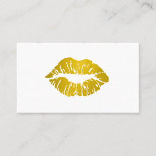 Elegant Makeup Artist Faux Glitter Chic Gold Lips Business Card