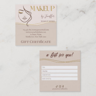 Elegant makeup artist Gift Certificate Card