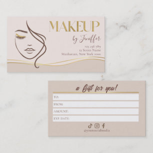 Elegant makeup artist Gift Certificate Card