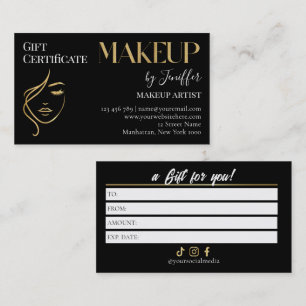 Elegant makeup artist Gift Certificate Card