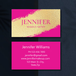 elegant makeup artist gold pink luxury trendy business card