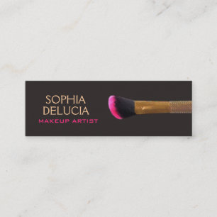 Elegant Makeup Artist Gold Pink Makeup Brush Mini Business Card