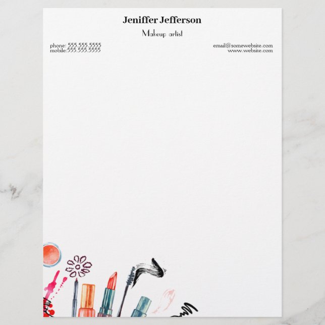 Elegant makeup artist letterhead (Front)