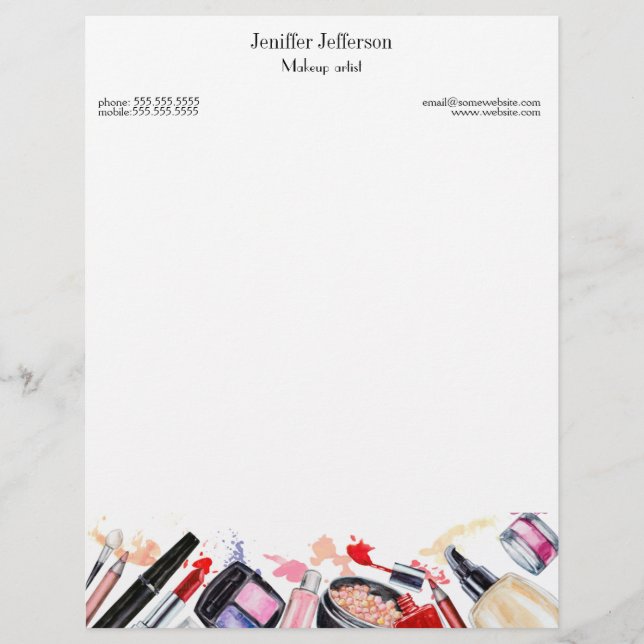 Elegant makeup artist letterhead (Front)