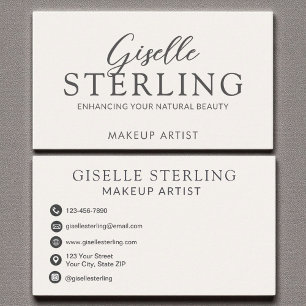Elegant Makeup Artist Neutral Beige Script Business Card