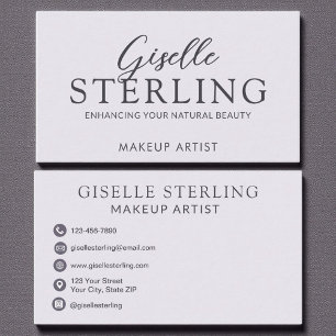 Elegant Makeup Artist Purple Lilac Script  Business Card