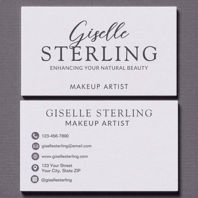 Elegant Makeup Artist Purple Lilac Script  Business Card (Creator Uploaded)